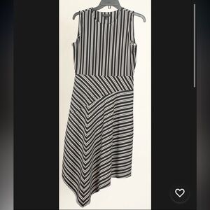 Banana Republic Women’s Dress Small Black White Striped A Line Asymmetrical